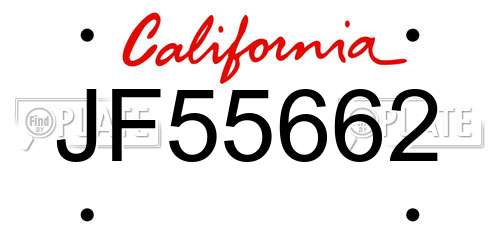 JF55662 California License Plate