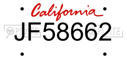 JF58662 California License Plate
