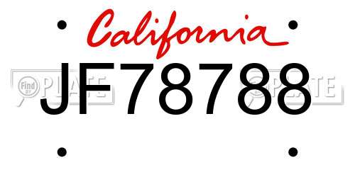 JF78788 California License Plate