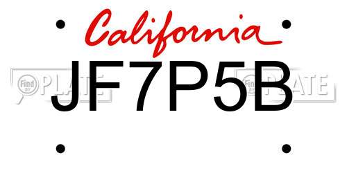 JF7P5B California License Plate