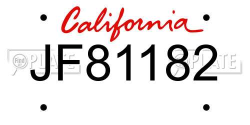 JF81182 California License Plate