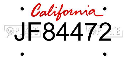 JF84472 California License Plate