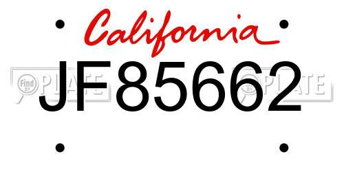 JF85662 California License Plate