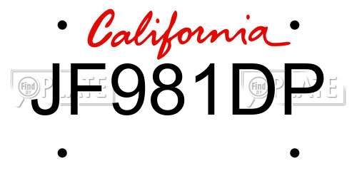 JF981DP California License Plate