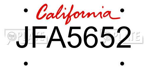 JFA5652 California License Plate