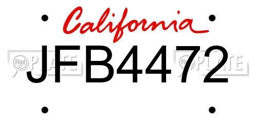 JFB4472 California License Plate