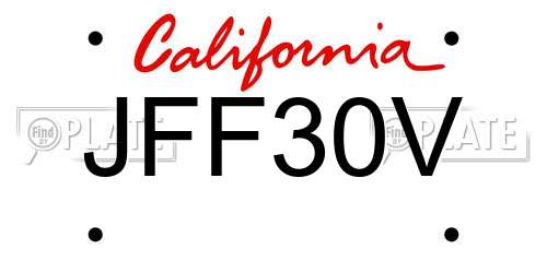 JFF30V California License Plate