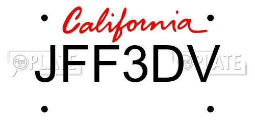 JFF3DV California License Plate