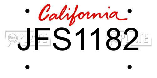 JFS1182 California License Plate