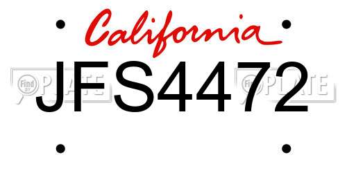 JFS4472 California License Plate
