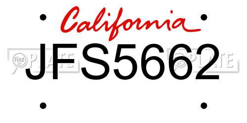 JFS5662 California License Plate