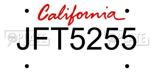JFT5255 California License Plate