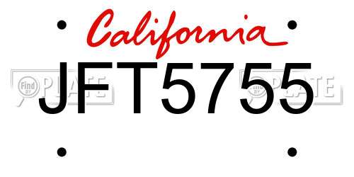 JFT5755 California License Plate