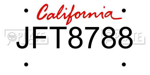 JFT8788 California License Plate