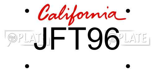 JFT96 California License Plate