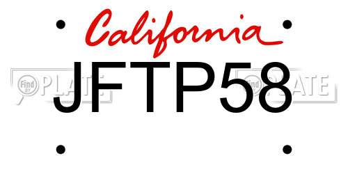 JFTP58 California License Plate