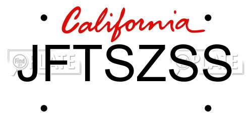 JFTSZSS California License Plate