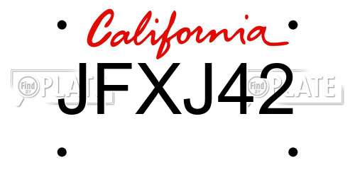 JFXJ42 California License Plate
