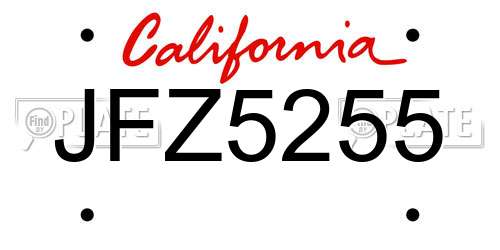 JFZ5255 California License Plate