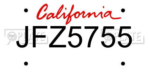 JFZ5755 California License Plate