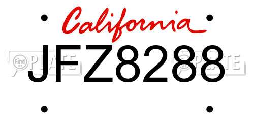JFZ8288 California License Plate