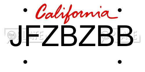 JFZBZBB California License Plate