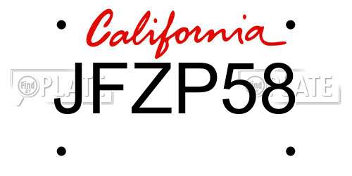 JFZP58 California License Plate