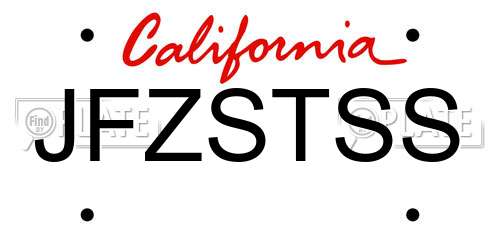 JFZSTSS California License Plate