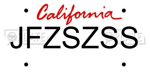 JFZSZSS California License Plate