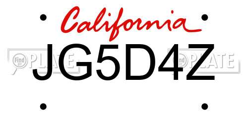 JG5D4Z California License Plate