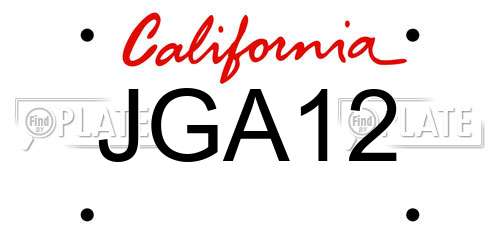JGA12 California License Plate