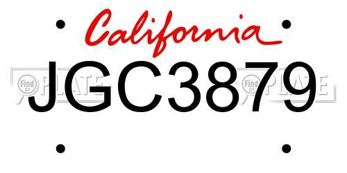 JGC3879 California License Plate