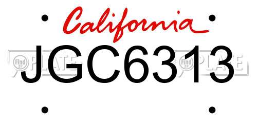 JGC6313 California License Plate