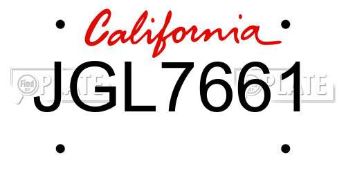 JGL7661 California License Plate