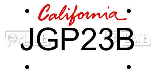 JGP23B California License Plate