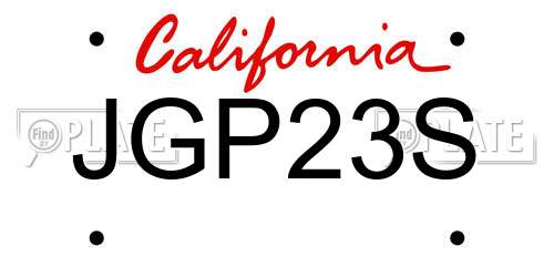 JGP23S California License Plate