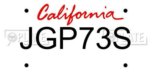 JGP73S California License Plate