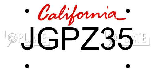JGPZ35 California License Plate