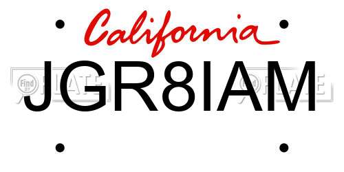 JGR8IAM California License Plate