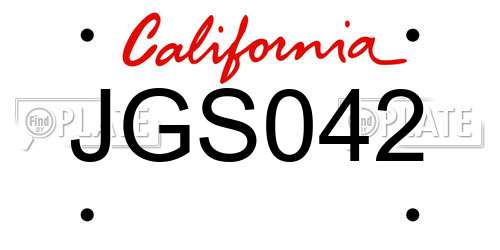JGS042 California License Plate