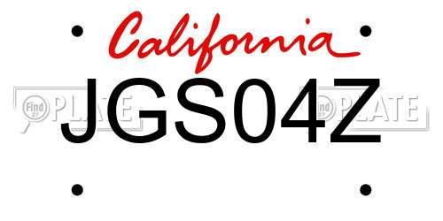 JGS04Z California License Plate
