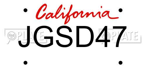 JGSD47 California License Plate