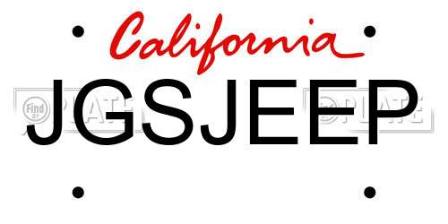 JGSJEEP California License Plate