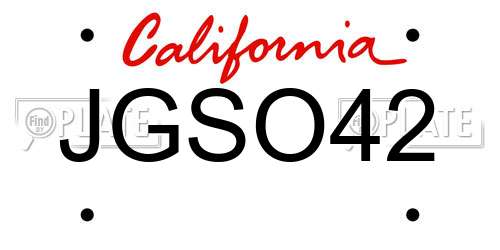 JGSO42 California License Plate