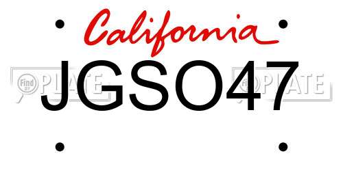 JGSO47 California License Plate
