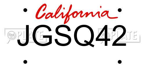 JGSQ42 California License Plate