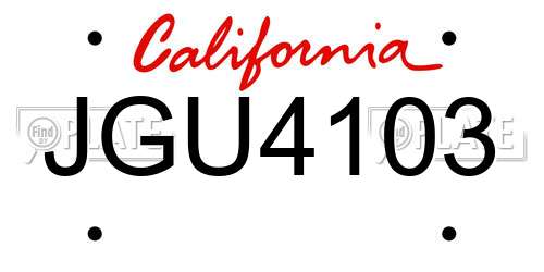 JGU4103 California License Plate