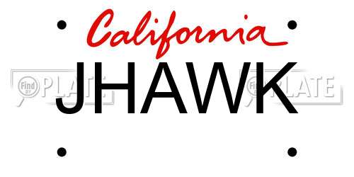 JHAWK California License Plate