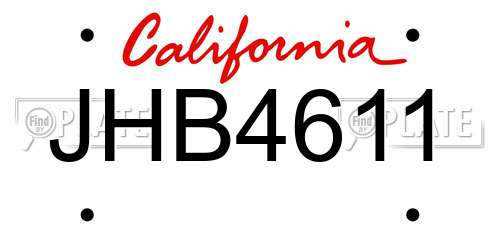 JHB4611 California License Plate