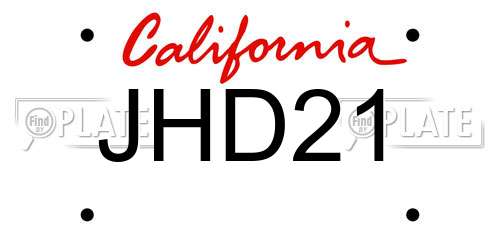 JHD21 California License Plate